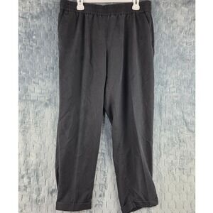 Chicos Black Tencel Blend Elastic Waist Cuffed Ankle Pants Size 2 Large 14073
